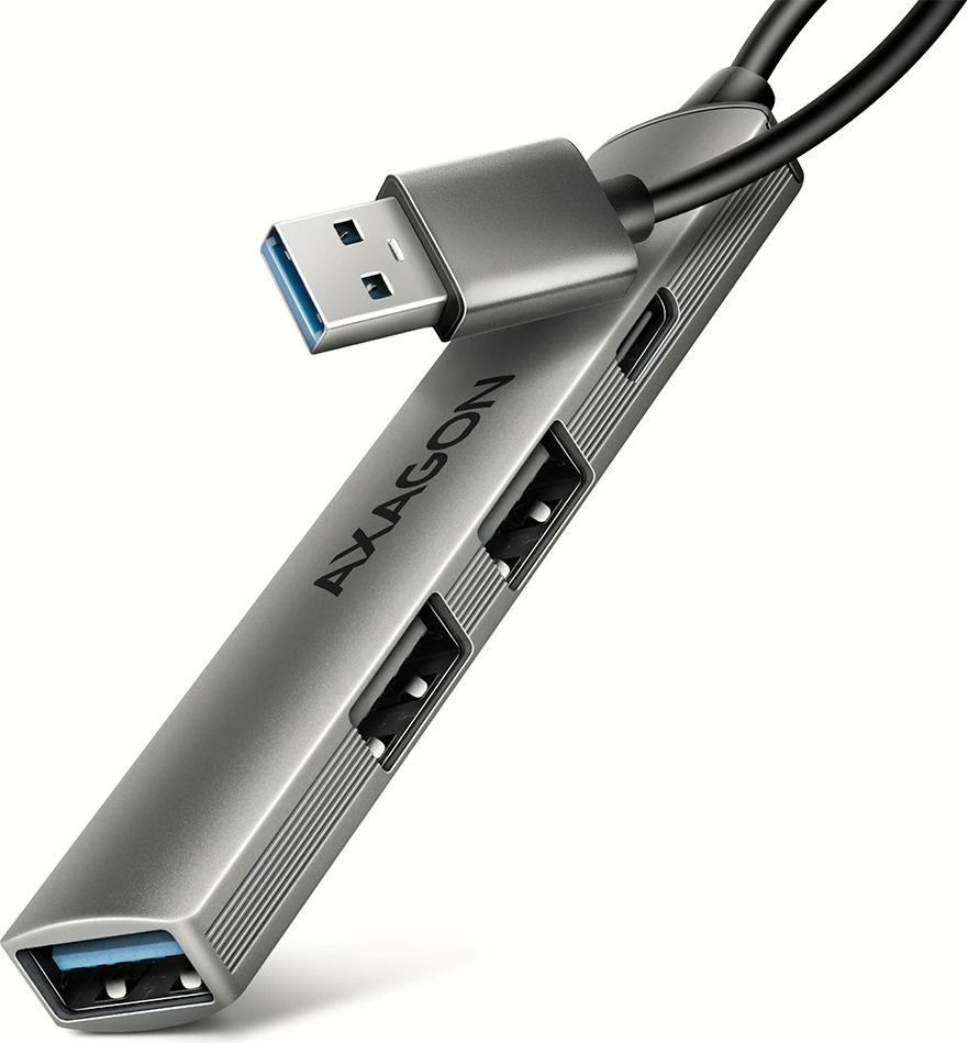 HUB USB AXAGON HUE-STA 4 porte 1x USB-A 5Gbps + 2x USB-A 2.0 + 1x USB-C 2.0, kabllo USB-A 12 cm, gri