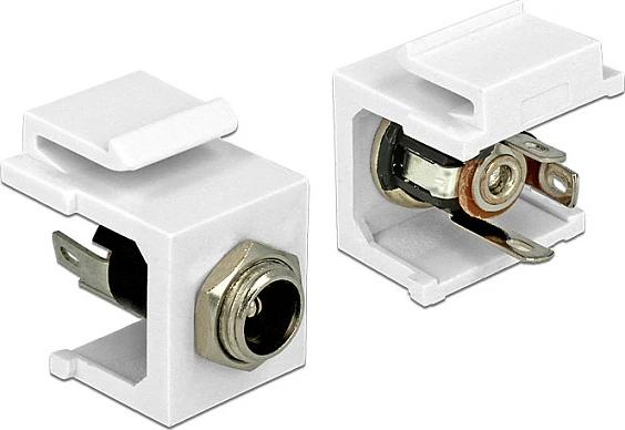 Soket instalimi DC DeLOCK 86373, 5.5 x 2.5 mm, keystone, metalik/bardhë
