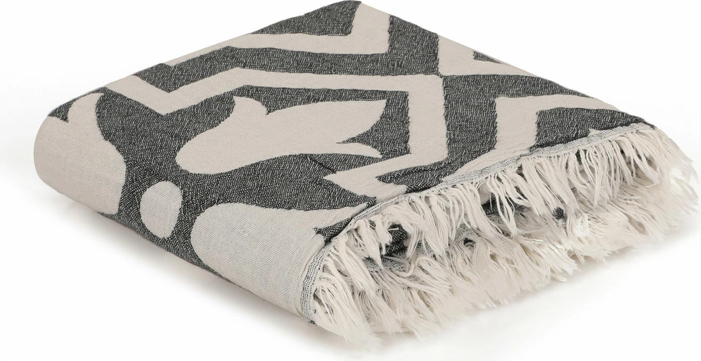 Peshqir plazhi Fouta Mijölnir, Lalezar, ngjyrë e zezë dhe bezhë