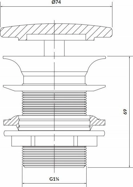 Tapë shkarkimi lavamani Cersanit K11-2361 klik-klak pa overflow, e bardhë matte