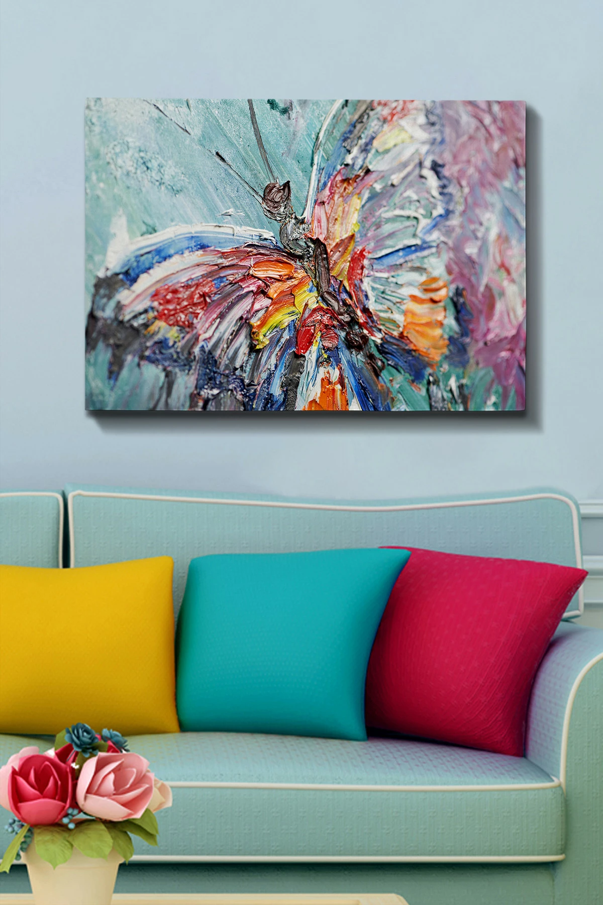Pikturë dekorative në kanavacë, shumëngjyrëshe, 70x100cm, kornizë druri, Wallity Kanvas Tablo 202