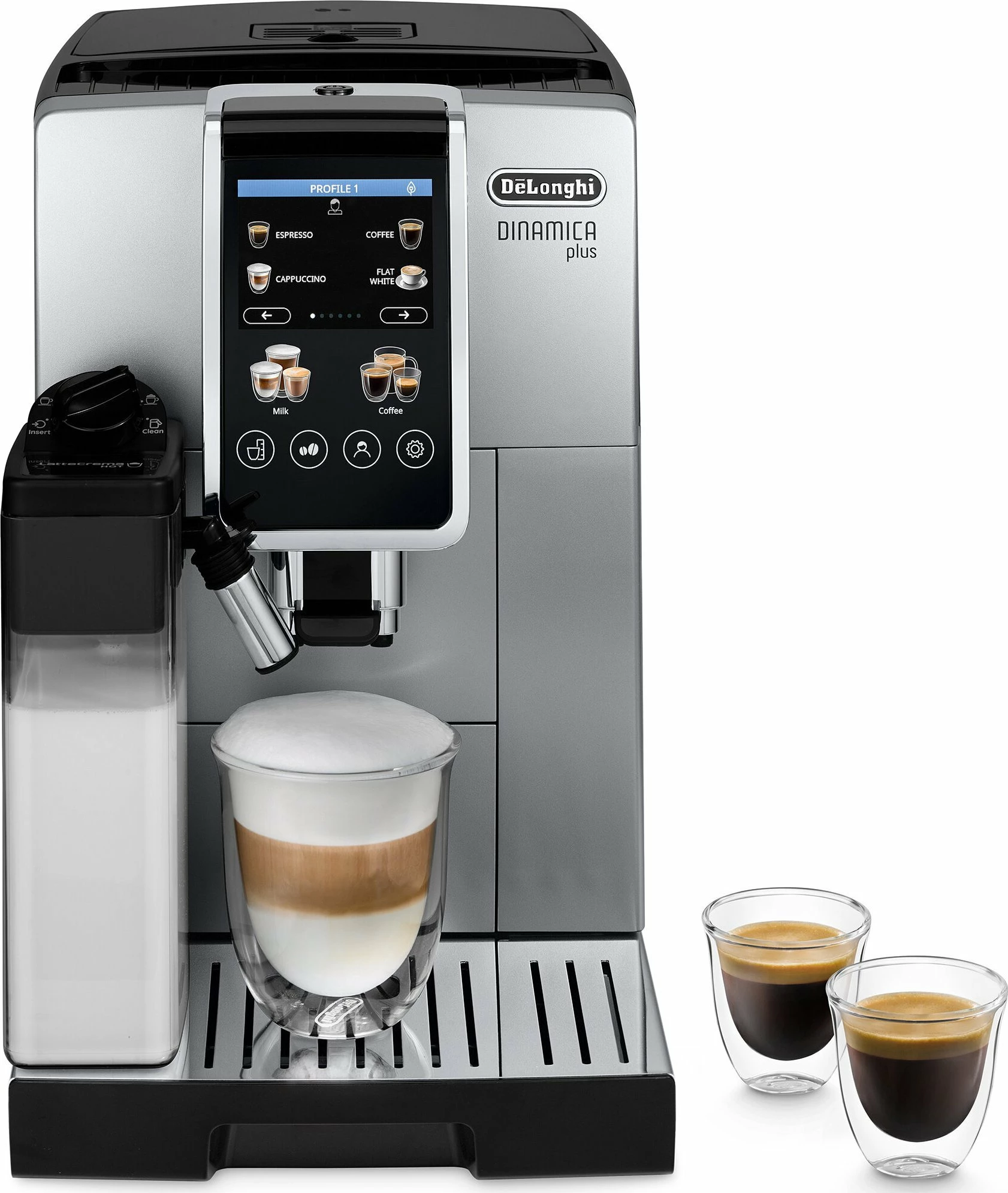 Makinë espresso automatike DeLonghi Dinamica Plus ECAM380.85.SB 1.8L 15 bar 1450W, zezë/argjend