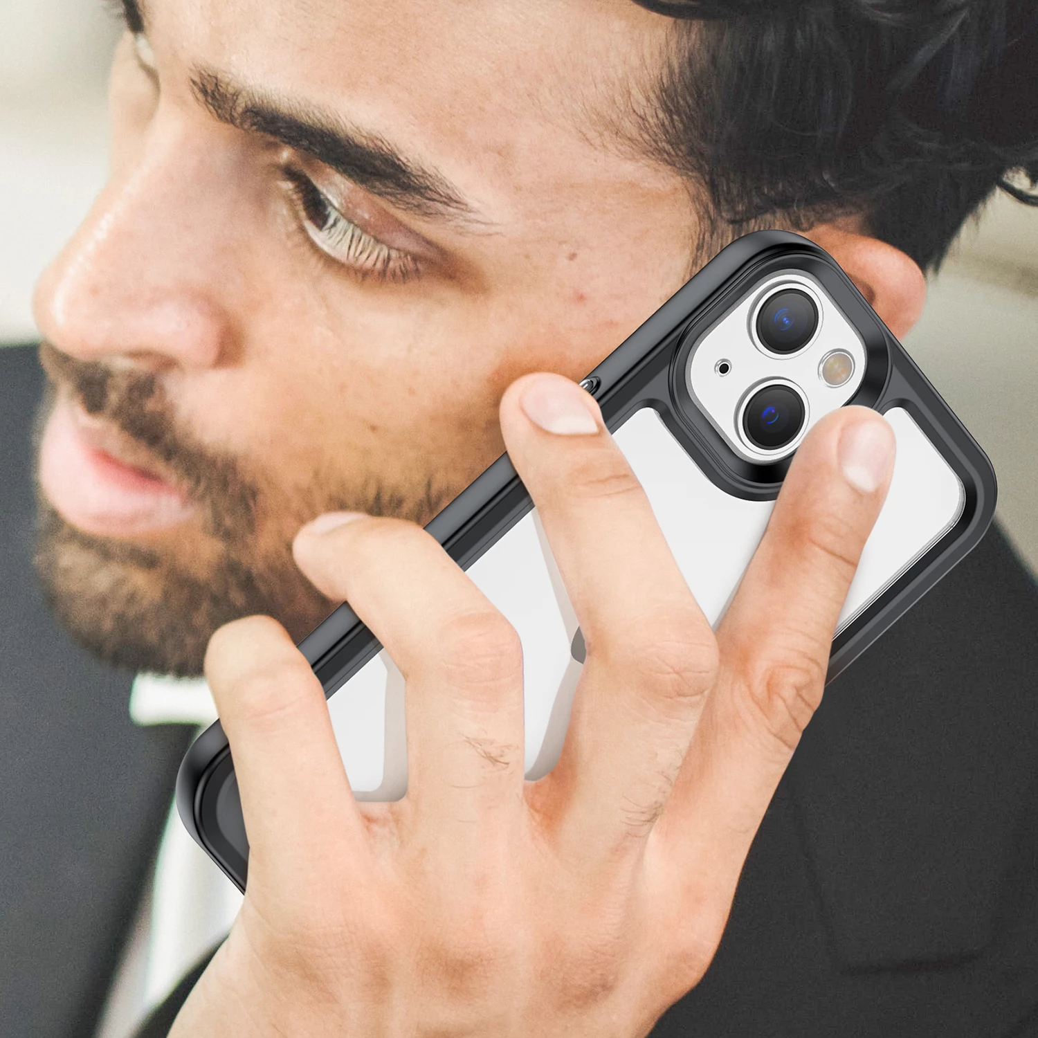 Mbështjellës Hurtel Outer Space Case për iPhone 14 Plus, hard cover me kornizë xheli, e zezë