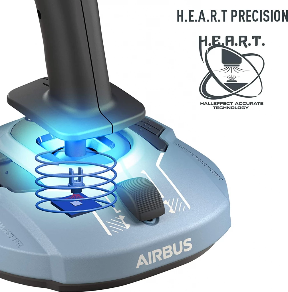 Set kontrolli fluturimi, Thrustmaster TCA Officer Pack Airbus Edition (A320), sidestick + throttle quadrant për PC/Windows, 2 pjesë, blu