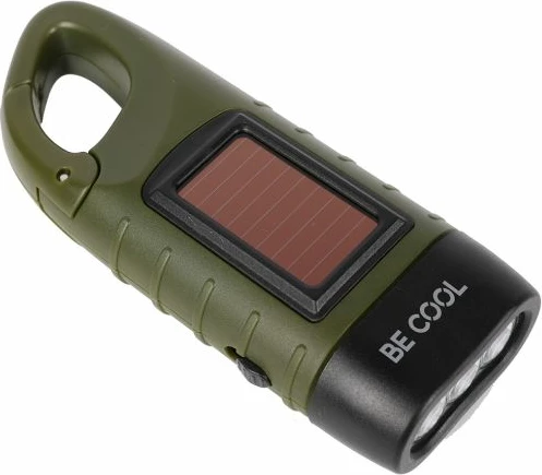 dritë dore solare me manivelë BECOOL BC23KTL40, 3x LED, IPX3, me karabinë, gjelbër/zi