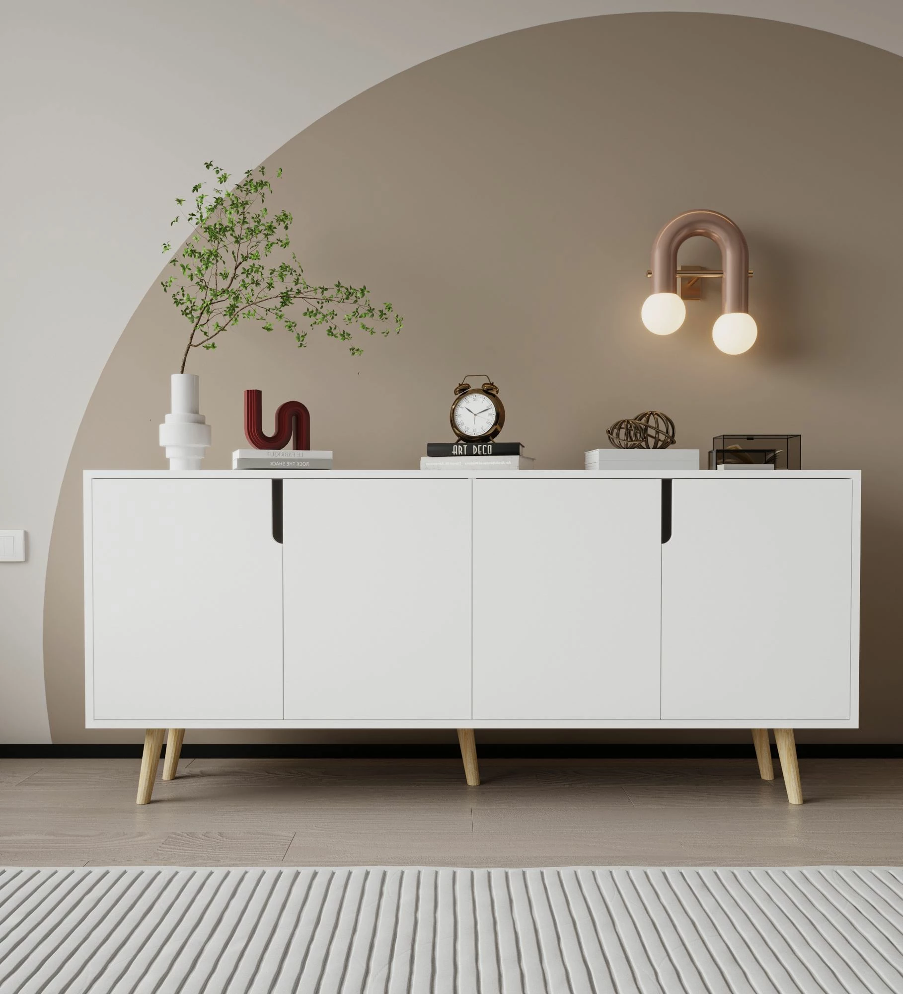 Konsolë moderne Skye Decor Latina, e bardhë, 180 cm