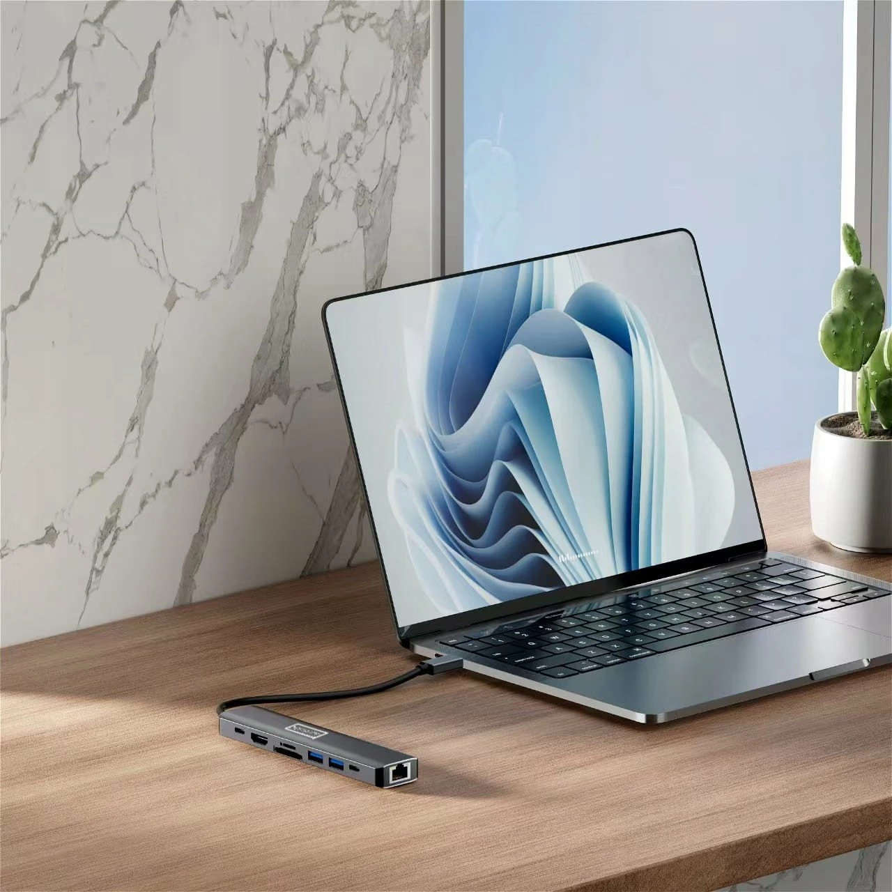 Hub USB-C Zenwire HUB81 8-në-1 HDMI 4K@60Hz Gigabit Ethernet PD 100W, Space Gray