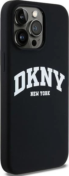 Mbështjellës DKNY Liquid Silicone me logo të bardhë, MagSafe, për iPhone 13 Pro Max, Zi