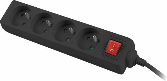 Zgjatues rryme Lanberg PS1-04E-0150-BK 4 priza 1.5 m me switch, i zi