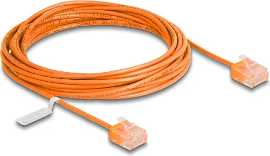 Kabllo rrjeti DeLOCK RJ45 Cat6 UTP Ultra Slim 5m, 1 Gbit/s, portokalli
