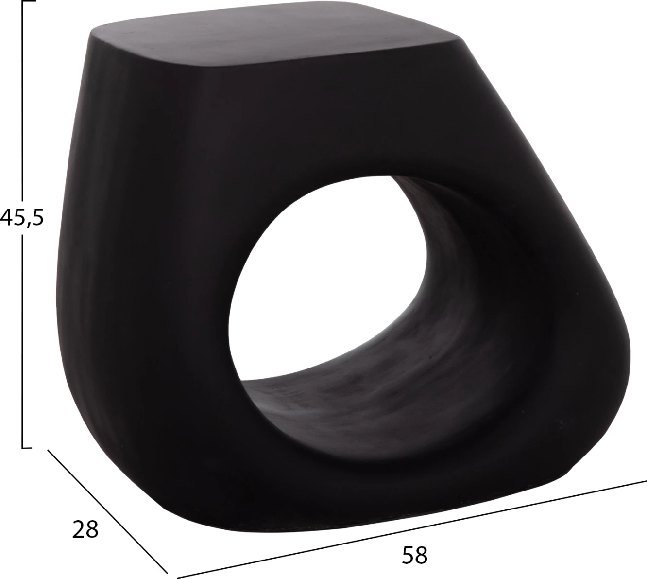 Karrige lounge LANS, fibër-cement, e zezë, 58x28x45.5cm