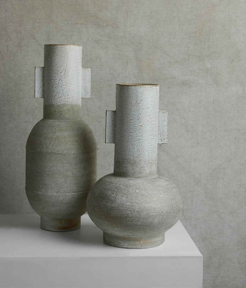 Vazo Cilindro, metal, e bardhë-ari, 20x20x32cm