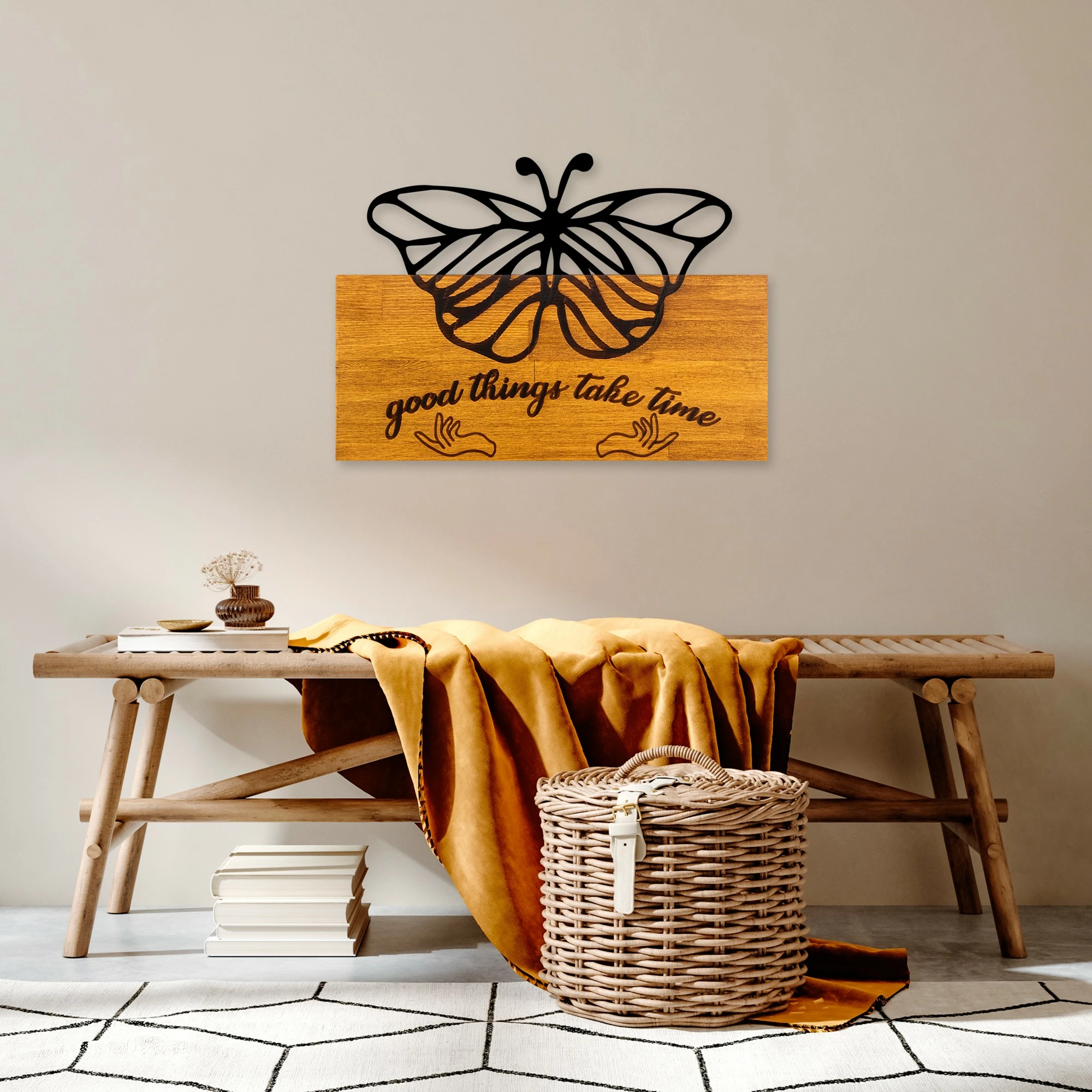 Aksesor dekorativ për mur, dru arre, flutur, Wallity Butterfly 5