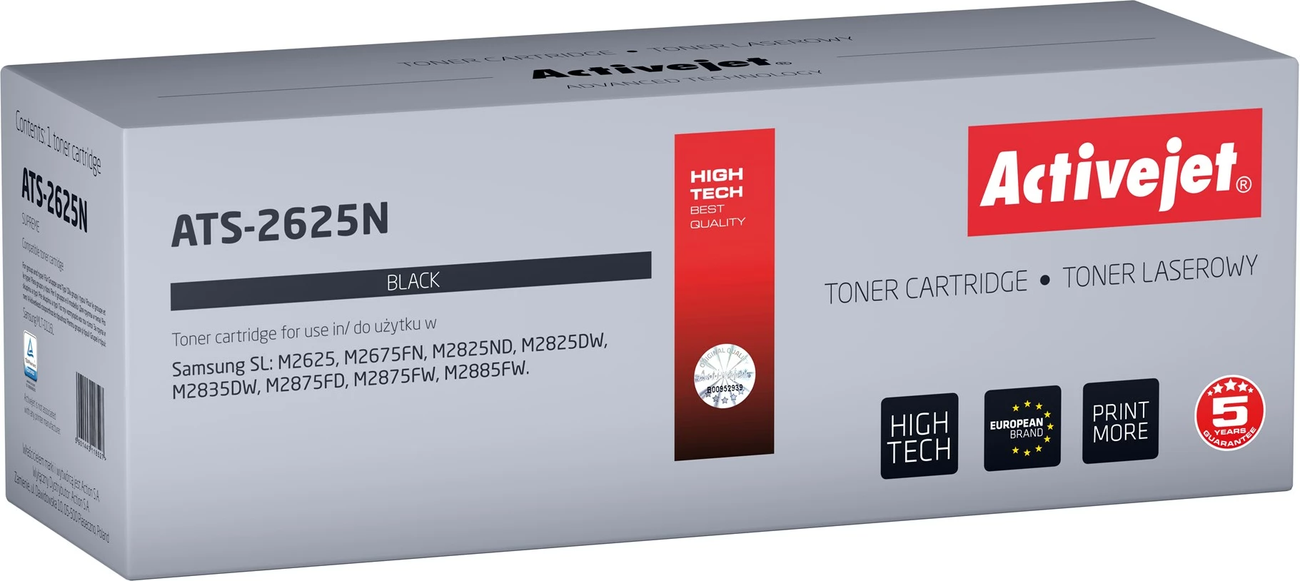 Toner zëvendësues Activejet ATS-2625N për printer Samsung, i zi