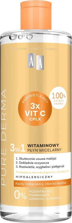 Ujë micelar për femra AA Pure Derma Vitamin Micellar Water 3-in-1, 500ml
