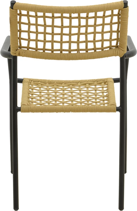 Karrige me krahë Castal, çelik i zi, litar natyral, 53x59x84cm