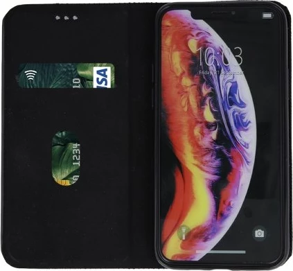 Mbështjellës ONASI Moon Flip Cover për Xiaomi Mi 10T Lite, mbyllje me magnet, xhep për kartelë, i zi