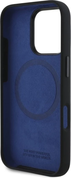 Mbështjellës BMW Silicone Hexagon Blue Line MagSafe për iPhone 16 Pro, i zi