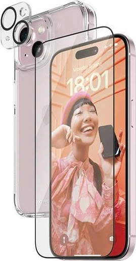 Mbështjellës PanzerGlass 3in1 set për iPhone 15 Plus, transparent