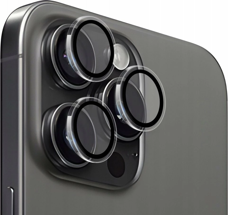 Mbrojtëse xhami për lente kamere Mobile Origin Easy Lens Guards FRL-LSG-i15Pro-CLR për iPhone 15 Pro/15 Pro Max, transparente, set
