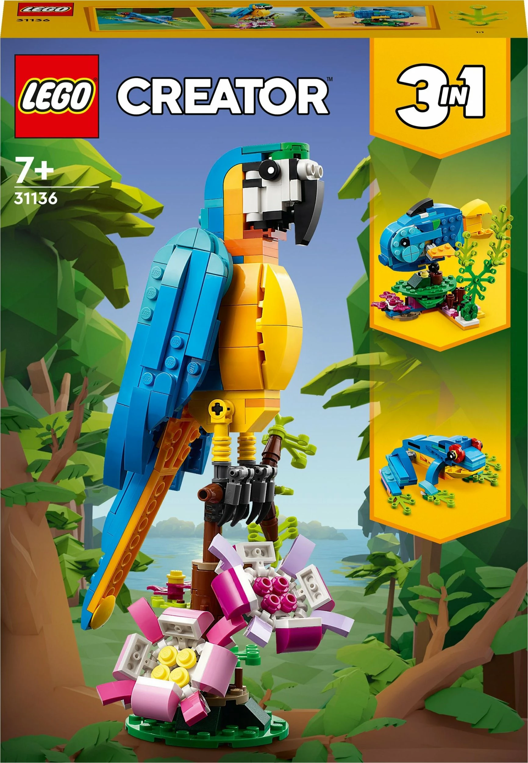 Set ndërtimi LEGO Creator 3-in-1 Exotic Parrot 31136, 253 pjesë, 7+