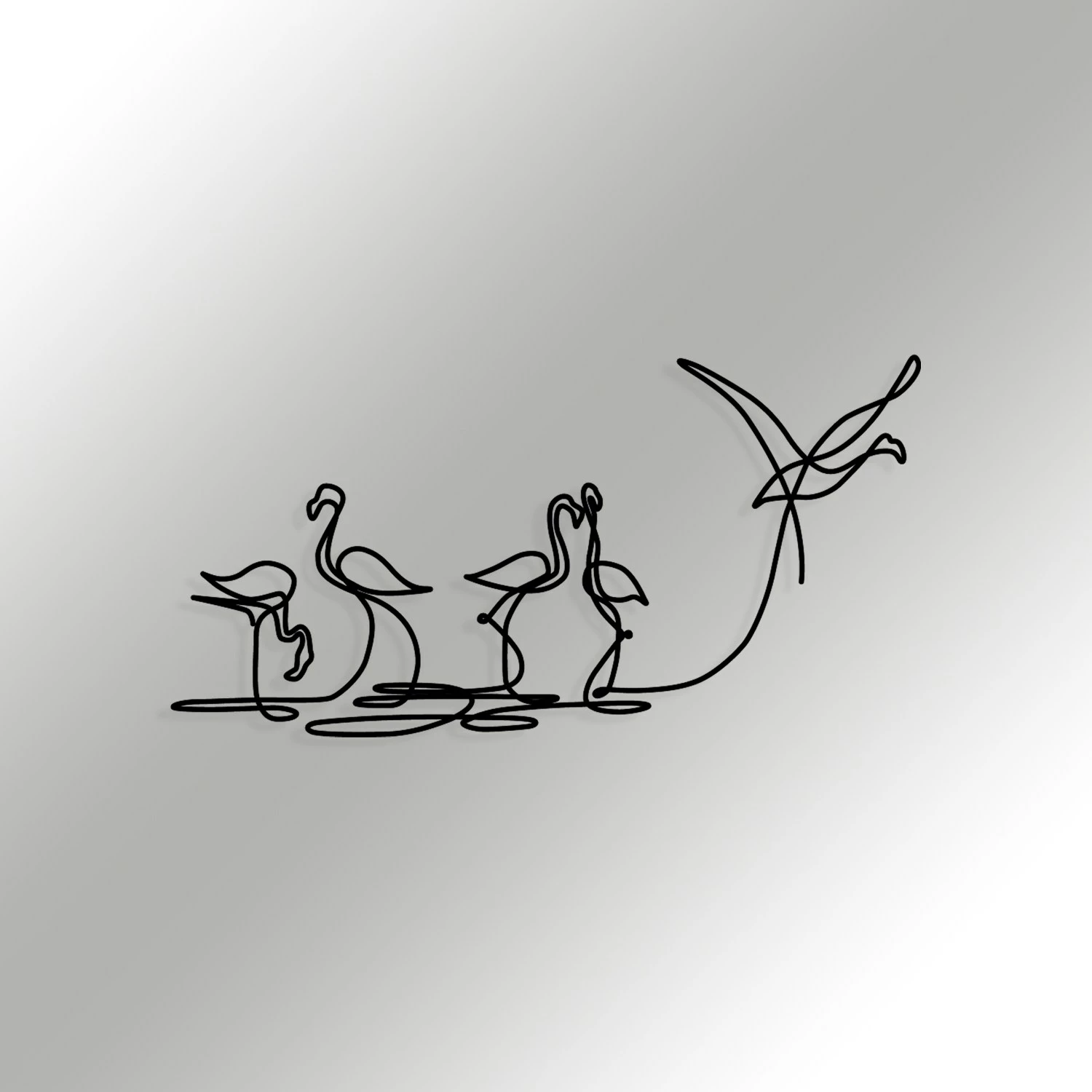 Aksesor dekorativ muri prej metali, flamingo, Wallity 316 S, ngjyrë e zezë, 10x15cm