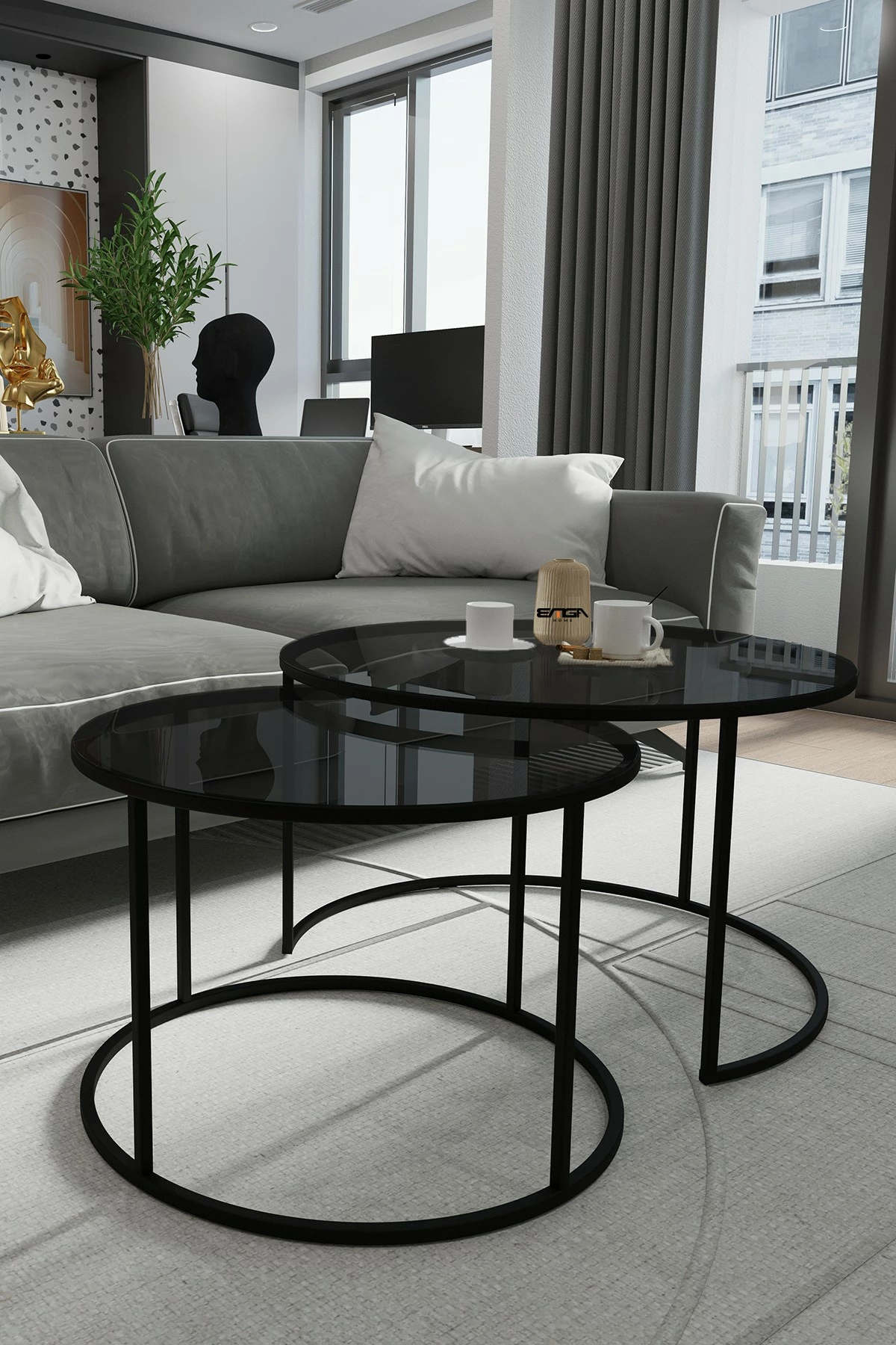 Tavolinë kafeje Skye Decor, Kyoto, ngjyrë fume