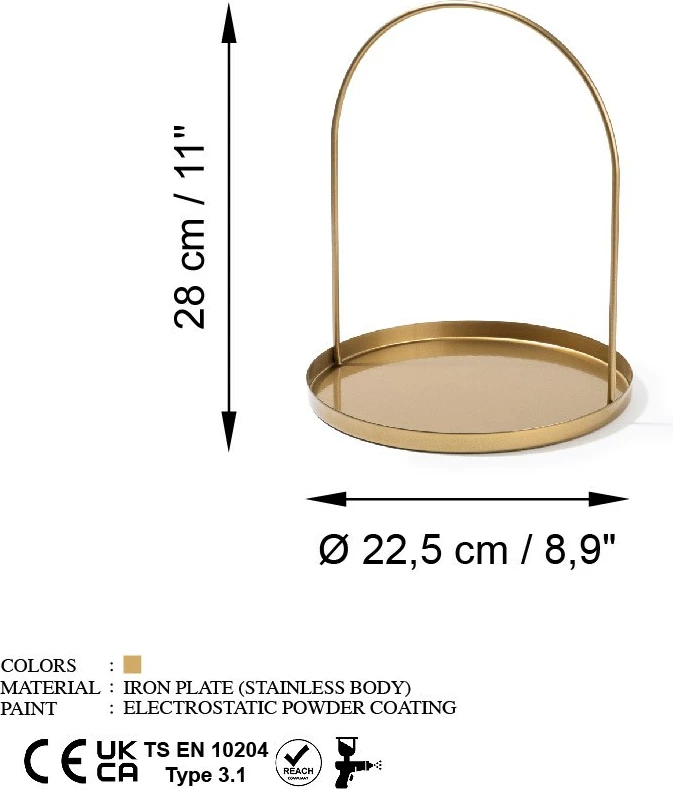 Aksesor dekorativ metalik, dizajn Aberto, ngjyrë ari, Kos-B