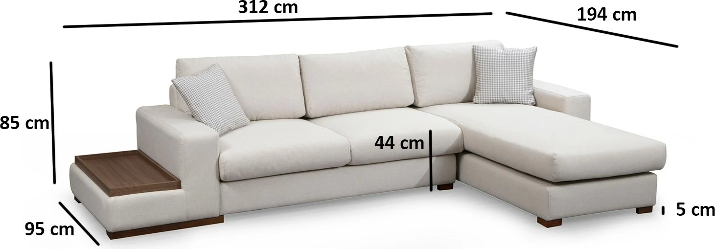 Këndore Atelier del Sofa, Loop 19, me tavolinë, e bardhë