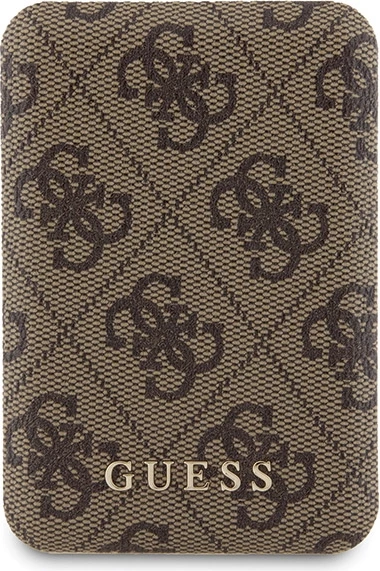 Mbështjellës Guess 4G Metal Logo me powerbank MagSafe 5000mAh për iPhone 15, Kafe, Set