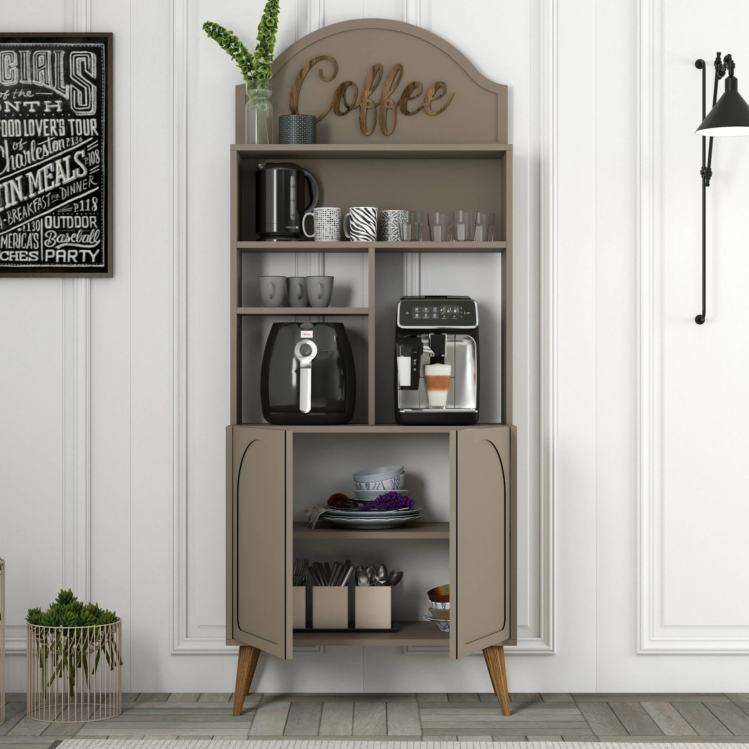 Dollap për kafe, ngjyrë Atlas dhe arre, Skye Decor, 81.3x201x35cm