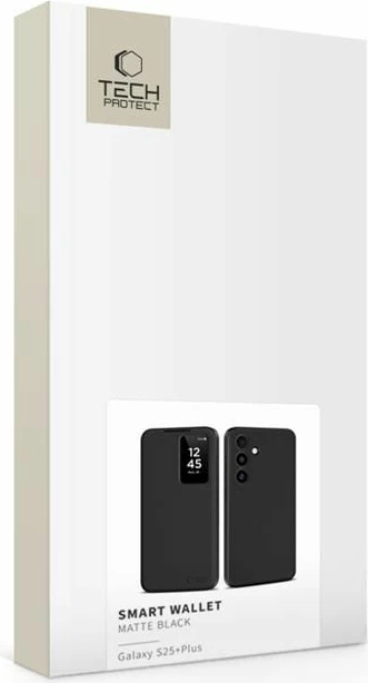 Mbështjellës Tech-Protect Smart Wallet për Samsung Galaxy S25+, e zezë mat