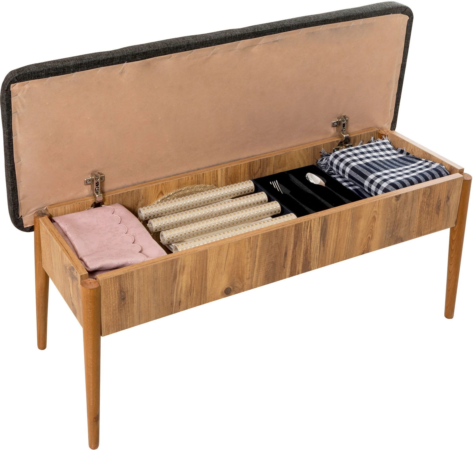 Set tavoline me karrige për ngrënie, i zgjatshëm, Skye Decor, ngjyrë pishë Atlantic, anthracite, 5 pjesë