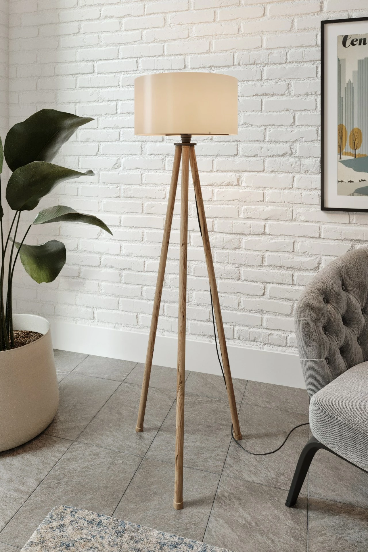 Llambë dyshemeje Opviq, KS-11105, ngjyrë gri dhe kafe