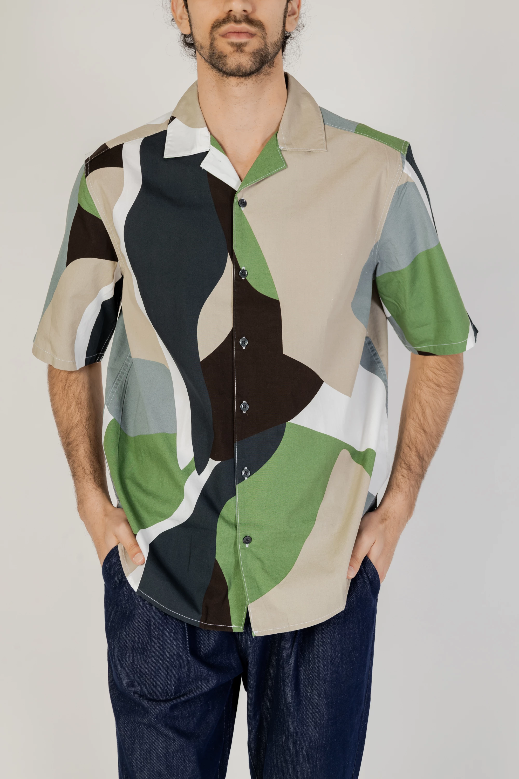 Këmishë me mëngë të shkurta për meshkuj Only & Sons Onstie Rlx Ss Aop Resort 22028044, e gjelbër [Madhësia: XXL]