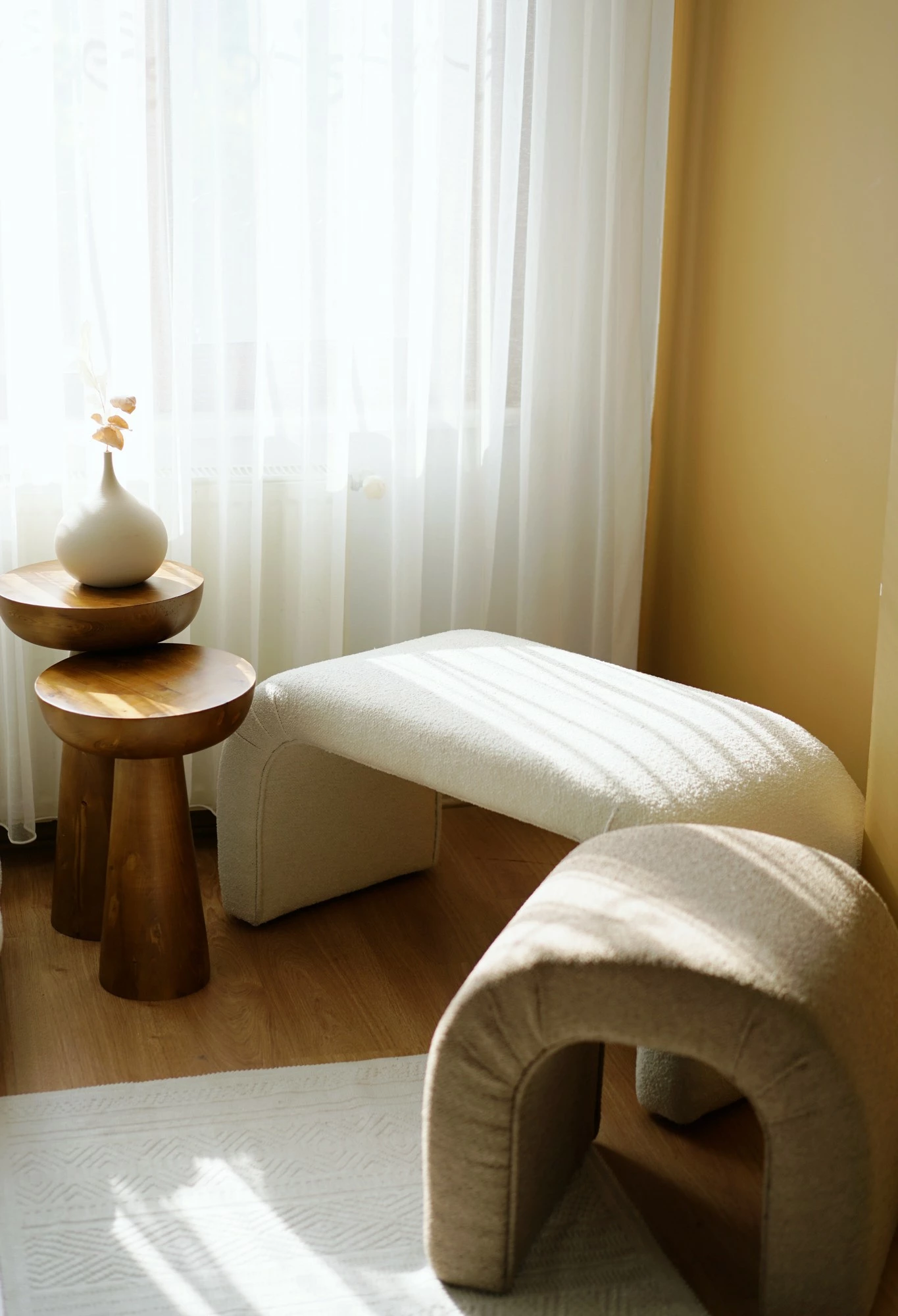 Pouf Atelier del Sofa, Nu Bench, ngjyrë e bardhë