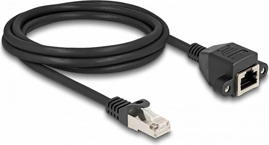 Kabllo zgjatëse RJ50 DeLOCK, mashkull në femër, S/FTP, 2 m, e zezë