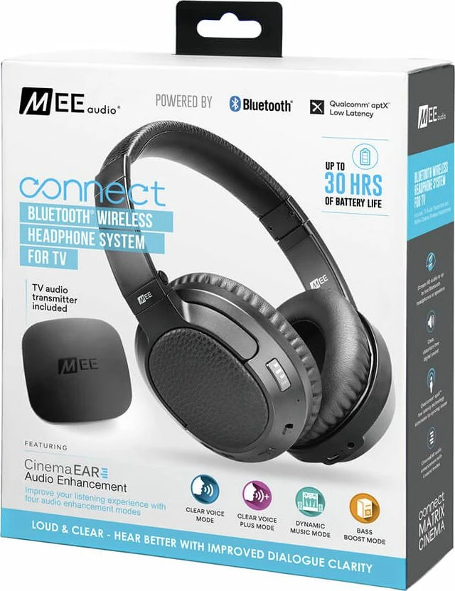 Kufje MEE audio Audio Connect Matrix Cinema T1CMA (T1-CMA) Bluetooth 4.2, 28h, on-ear, set me transmetues, zezë