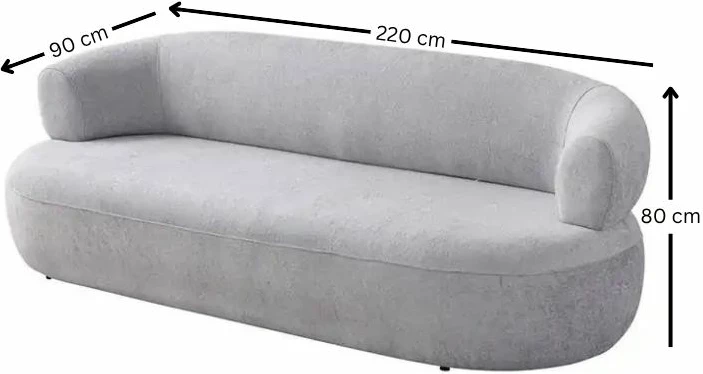 Divan treshe Atelier del Sofa, ngjyrë gri, Roma