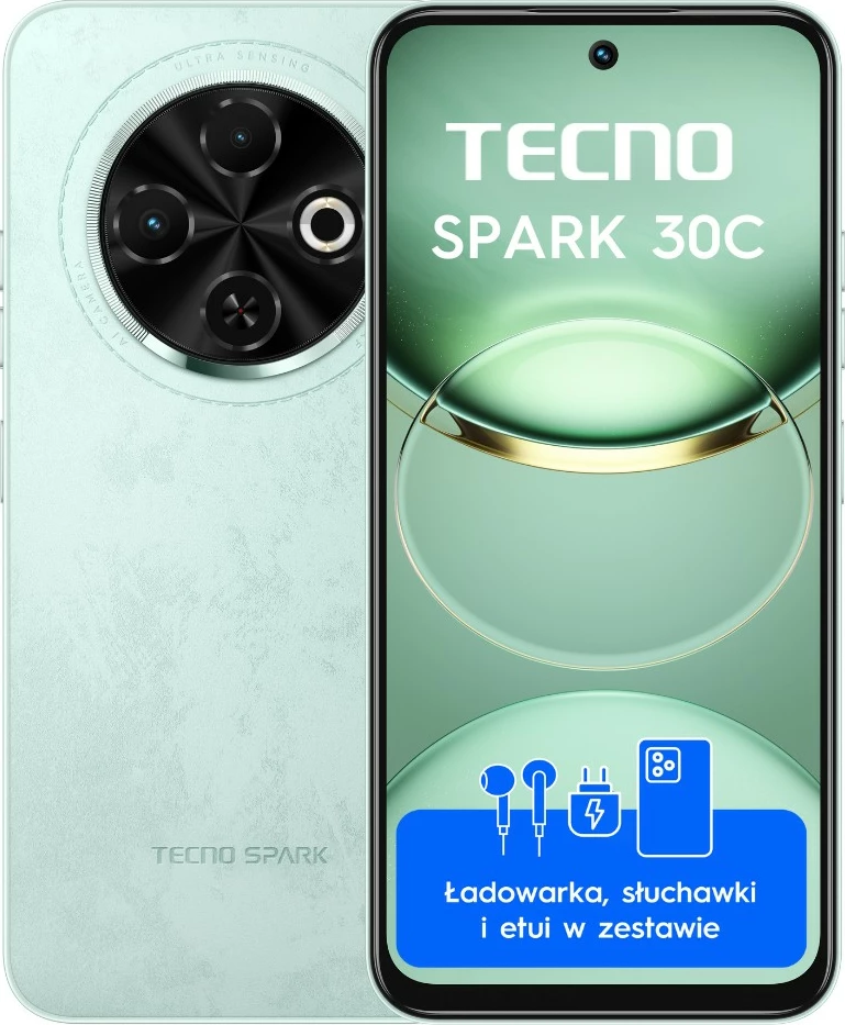 Celular TECNO Spark 30C, 8GB RAM, 256GB, Magic Skin Green, set me aksesorë