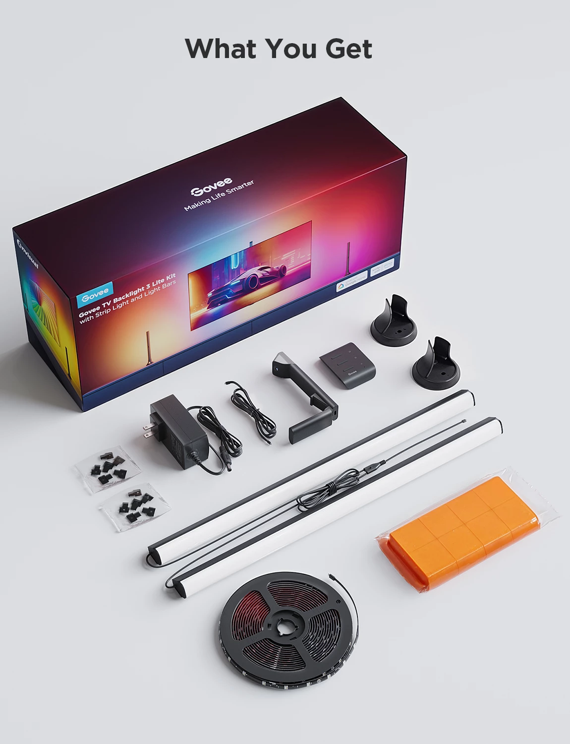 Set ndriçimi LED për TV Govee Envisual TV Backlight 3 Lite Kit 55-65\", RGB, me kamerë + 2 shufra drite