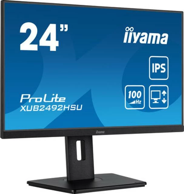 Monitor iiyama ProLite XUB2492HSU-B6 24" IPS 100Hz AdaptiveSync me altoparlantë, USB 3.2 hub, HDMI/DisplayPort, i zi
