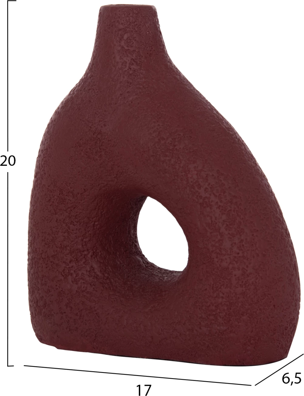 Vazo dekorative tavoline, terrakotë, ngjyrë e kuqe e errët, DECANT FH4667.06M, 17x6.5x20cm