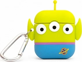 Mbështjellës AirPods Thumbs Up! PowerSquad Alien 3D, silikon, me karabinë, i gjelbër/kaltër