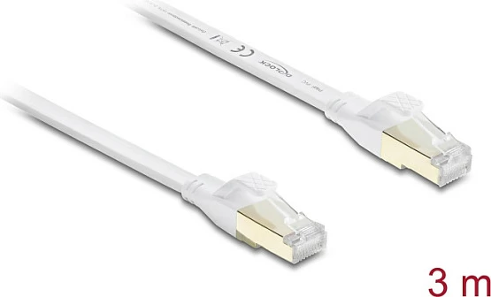 Kabllo rrjeti DeLOCK RJ45 Cat 8.1, flat, 3 m, 40 Gbps, e bardhë