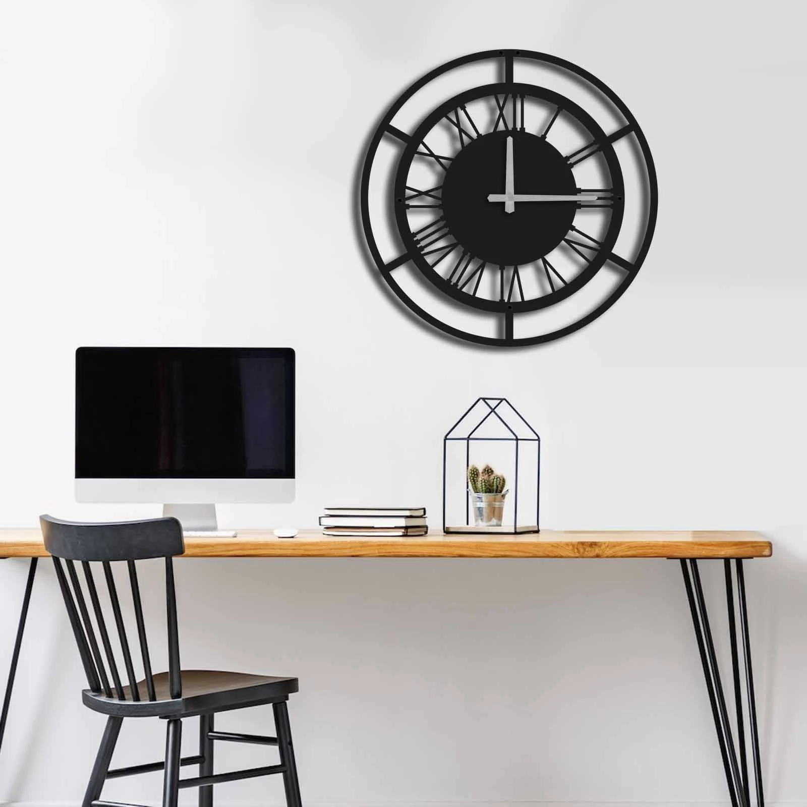 Orë muri dekorative prej metali, Wallity, MTS - 005, e zezë, 49x49cm