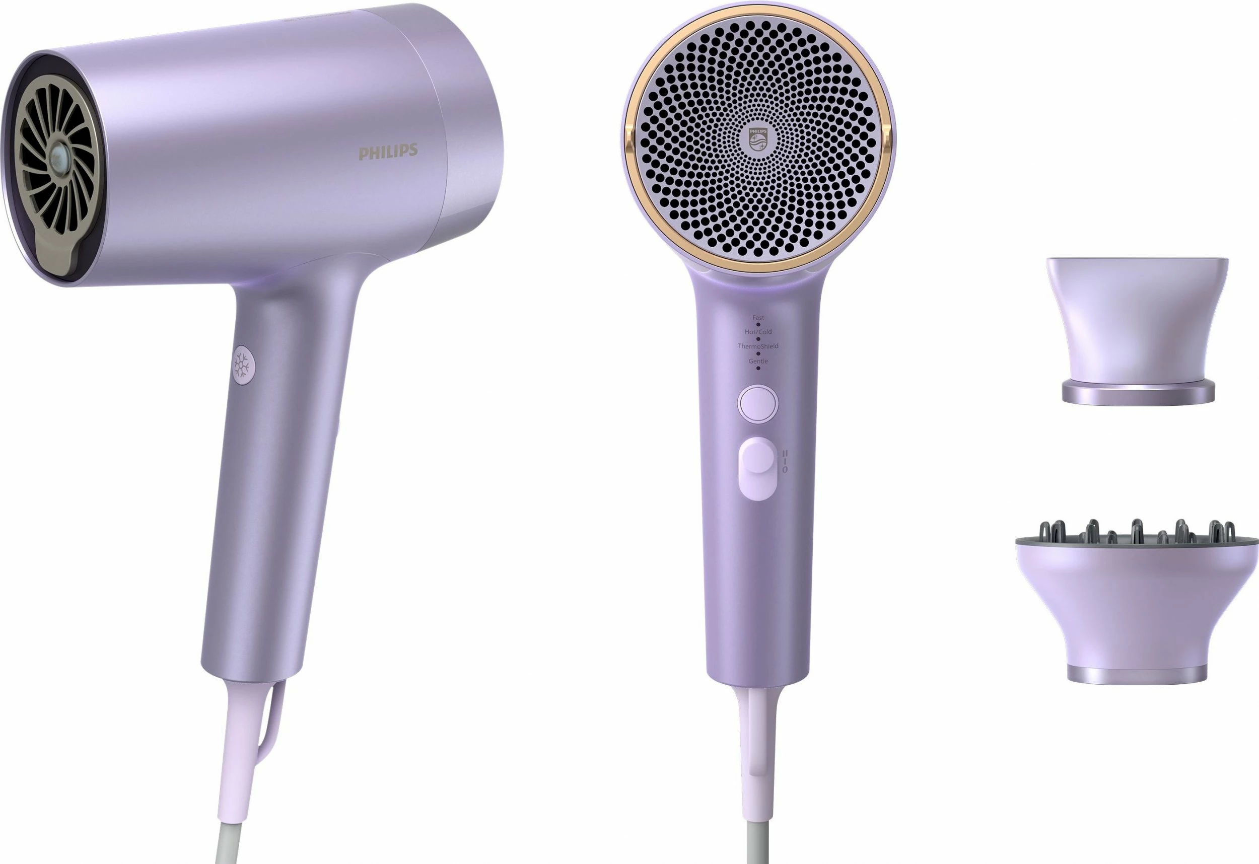 Fen Philips BHD720/10 1800W me jonizim, difuzor magnetik, Cold Shot, vjollcë, set me difuzor dhe koncentrator