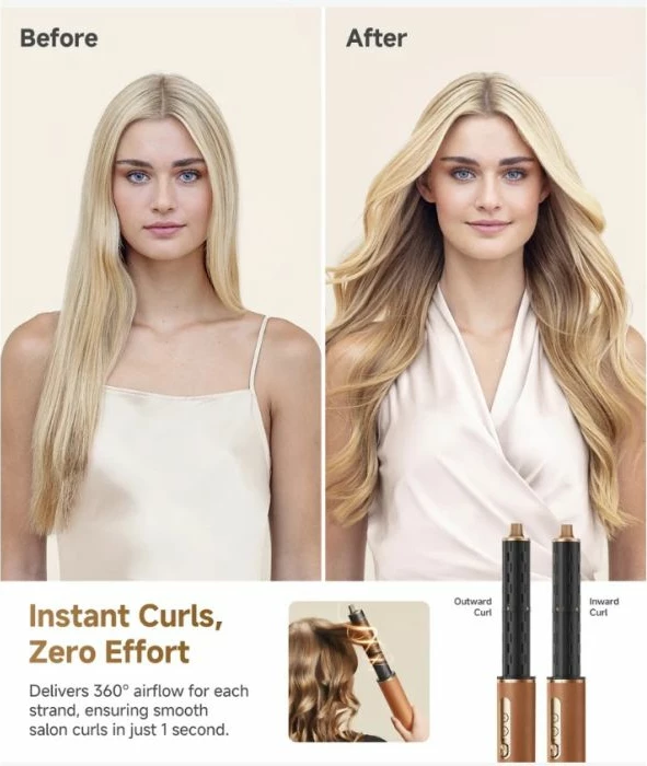 Tharëse flokësh dhe stilues DREAME AirStyle Pro AMF18A-BR, 7-në-1, 1300W, me 7 shtojca, kafe