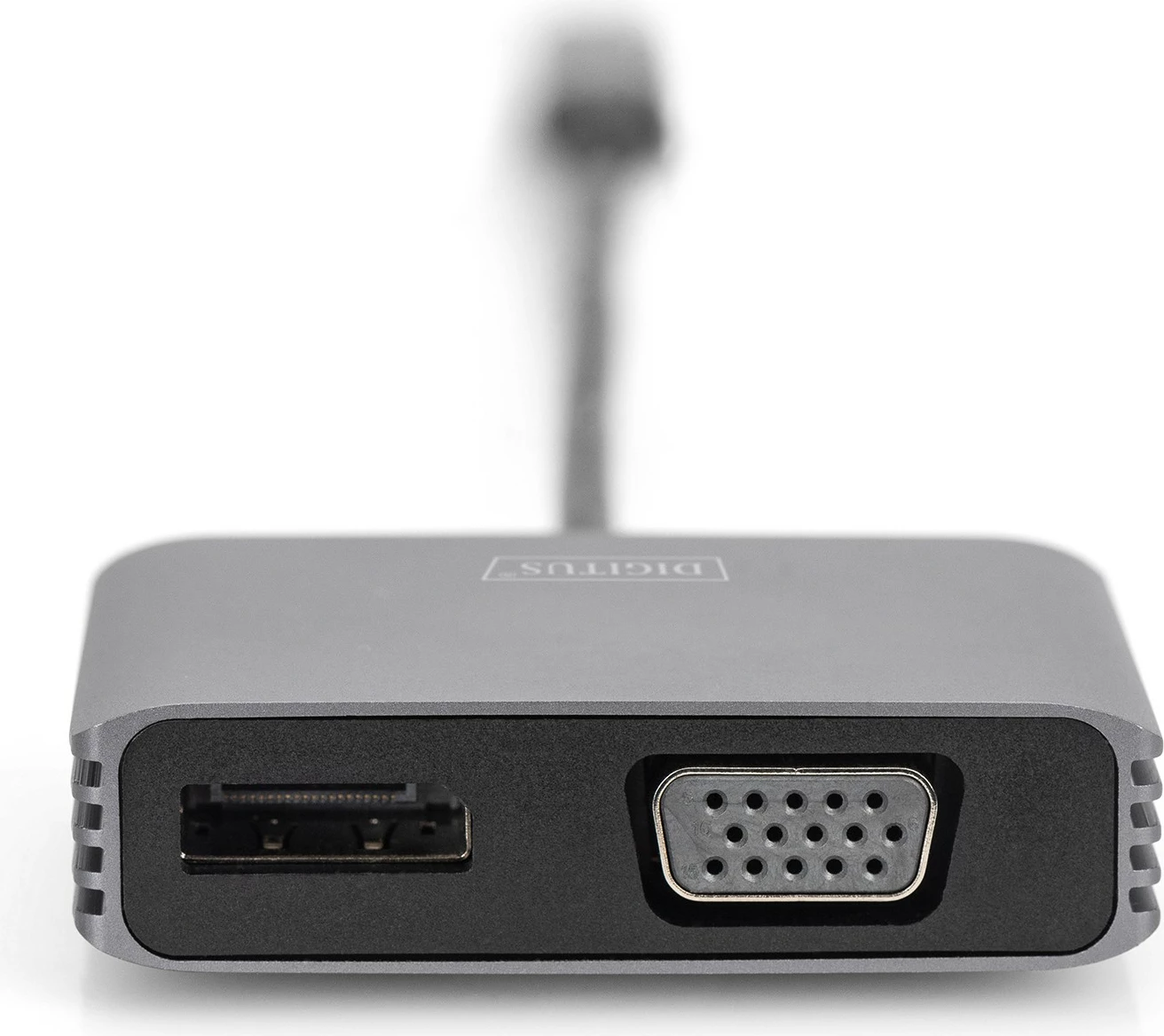 Adapter Digitus DP + VGA 20cm, 4K/30Hz, alumini, argjendtë