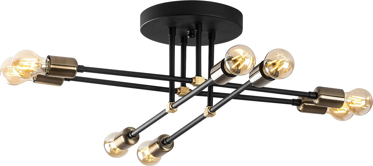 Llambë varëse tavani Opviq, model Exhaust, e zezë, 67x67cm, 8xE27